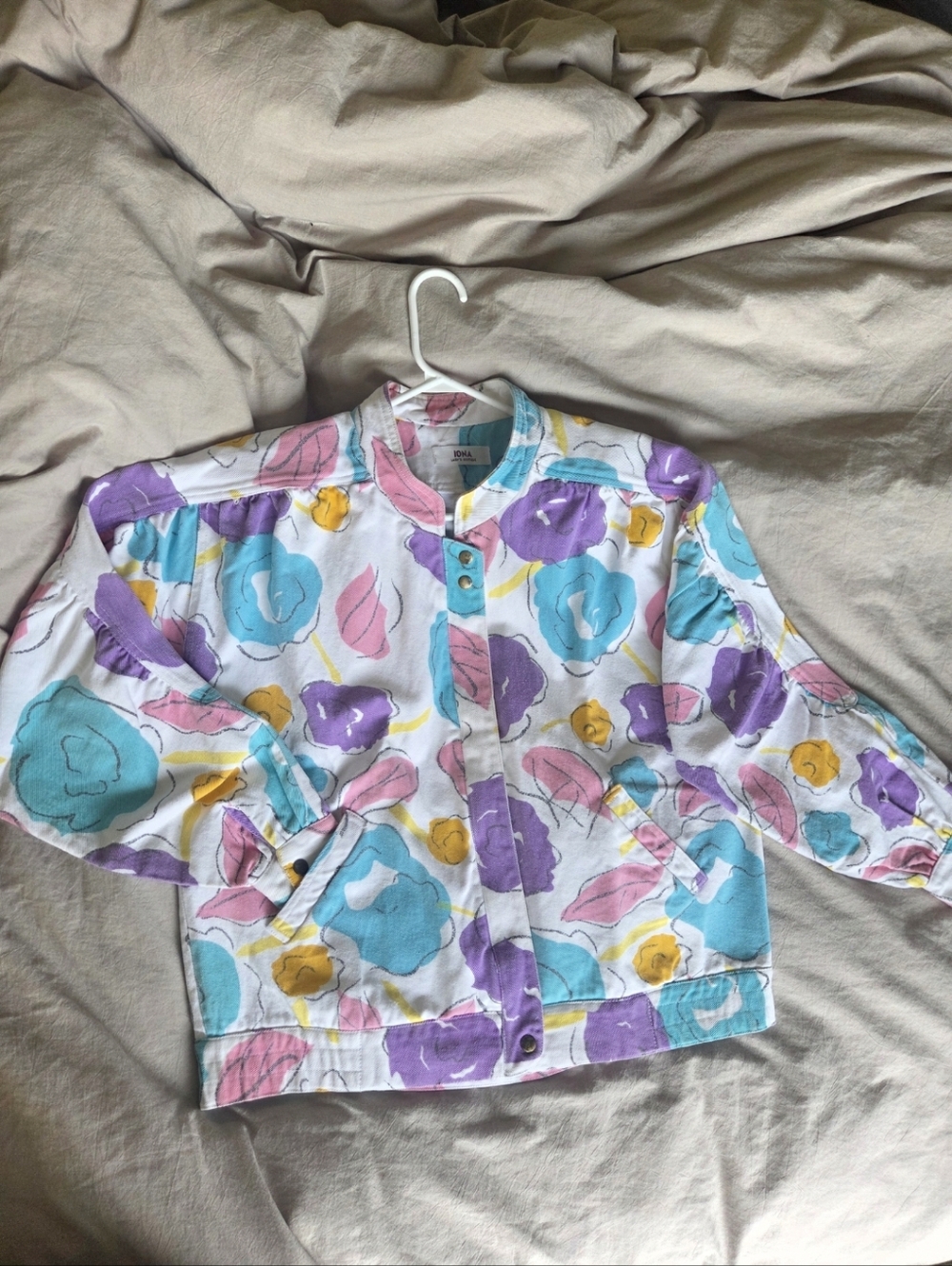 Vintage 80-90s Floral Bomber Style Jean Jacket SZ M-L